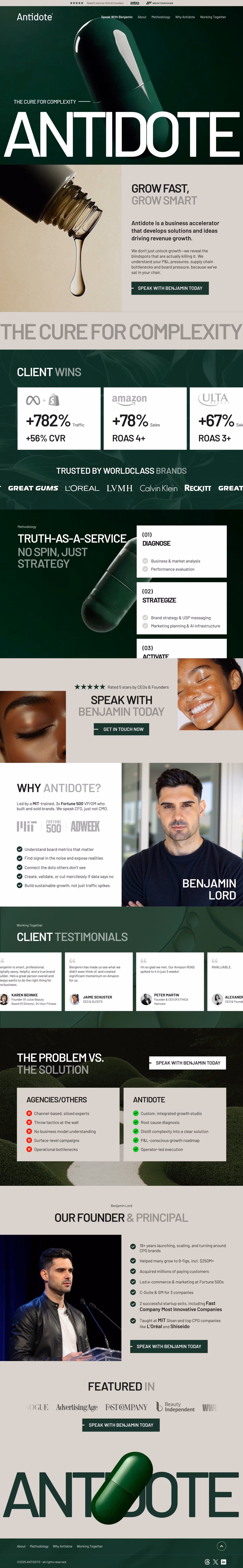 Antidote: A bold digital storefront with a focused visual rhythm