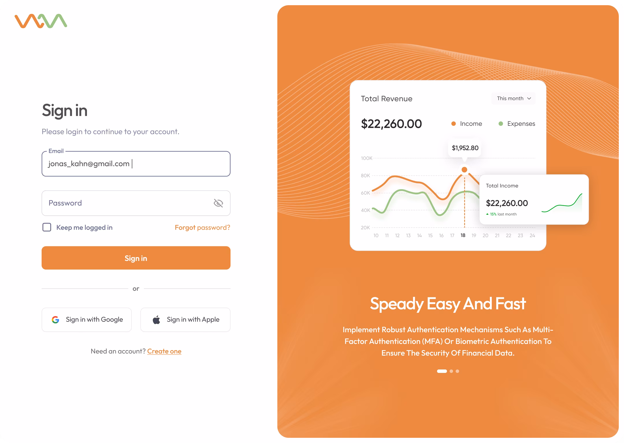 FinCore: Login / Signup, screen 1