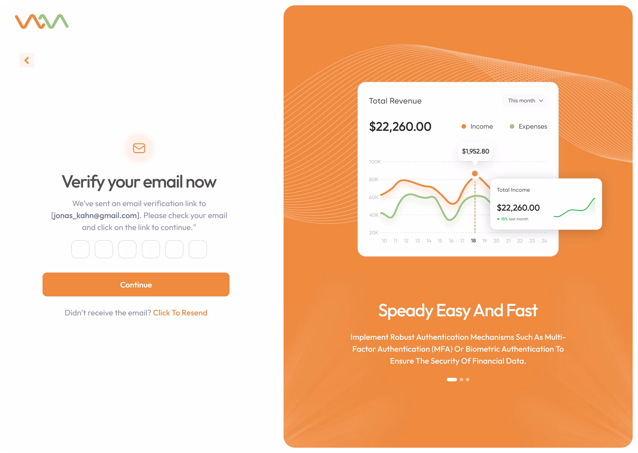 FinCore: Login / Signup, screen 3