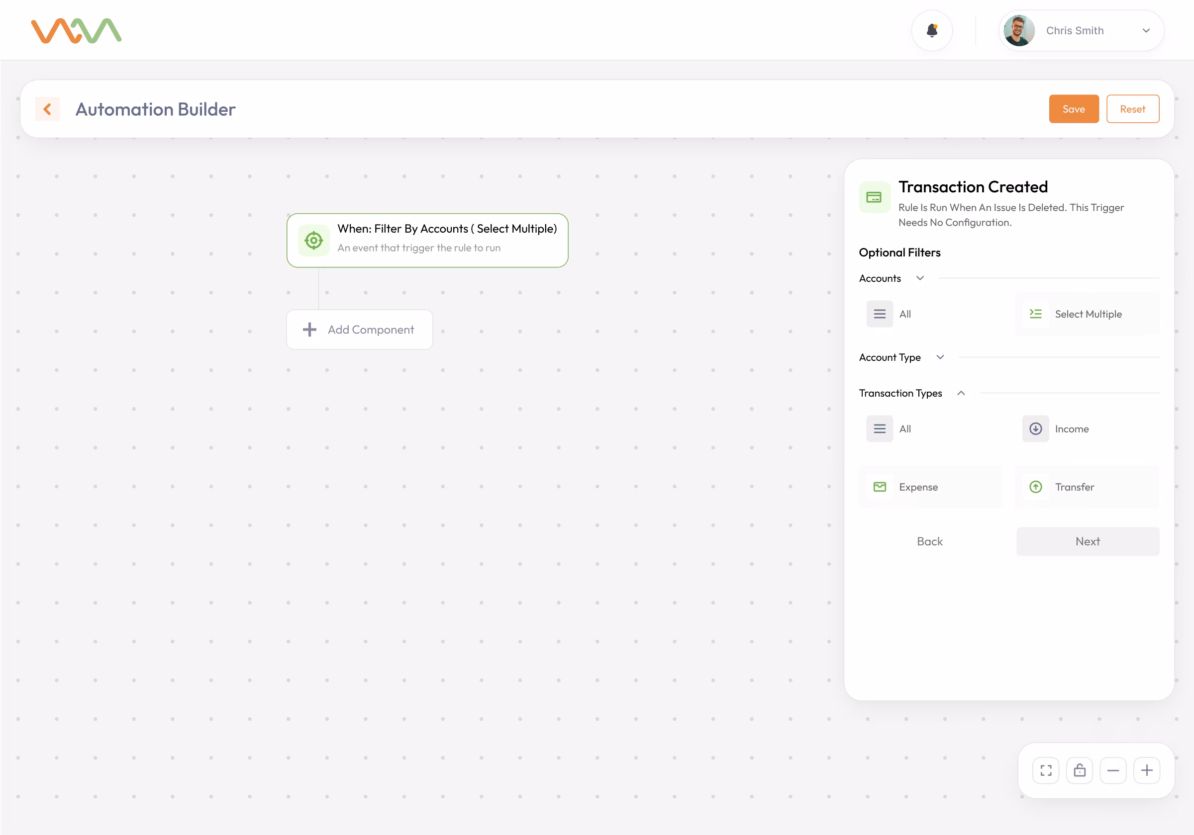FinCore: Workflow Rule Engine, screen 2