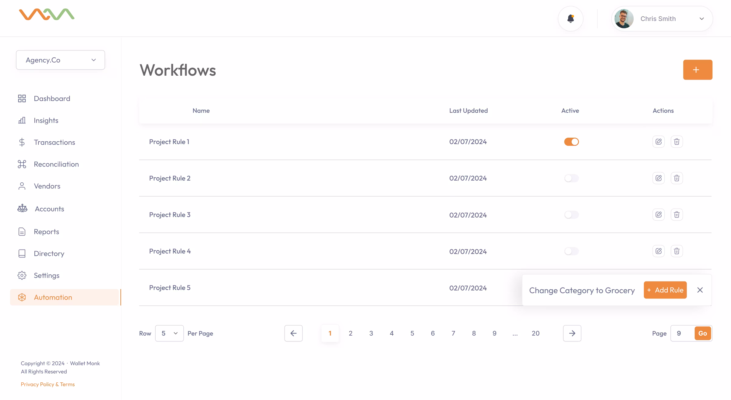 FinCore: Workflow Rule Engine, screen 7